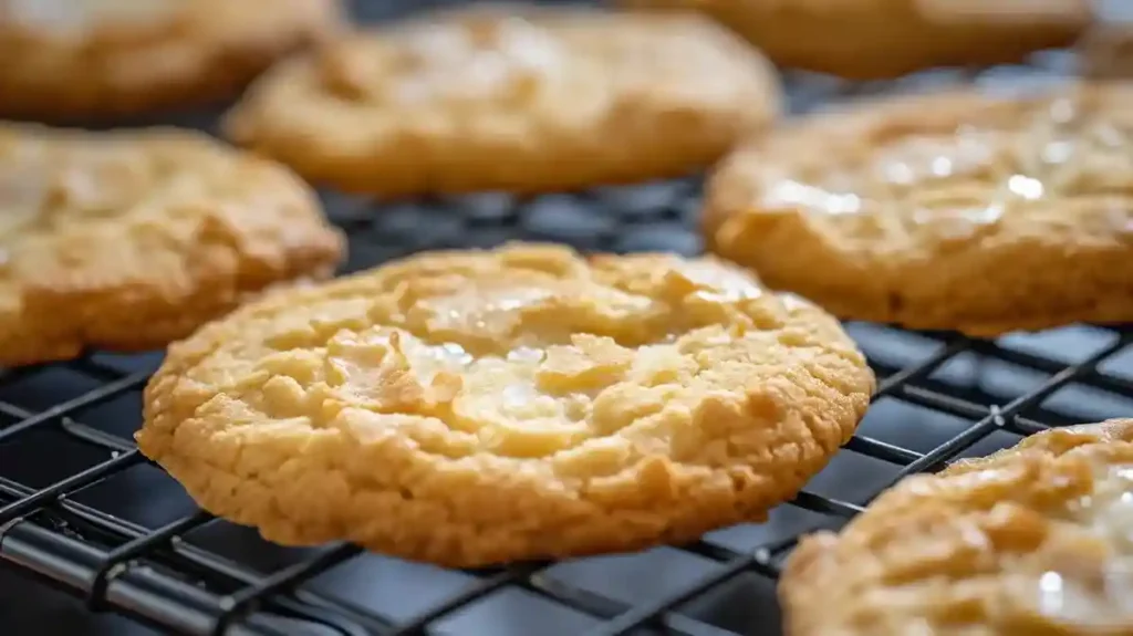 Close-up of crispy baked kichel cookies
