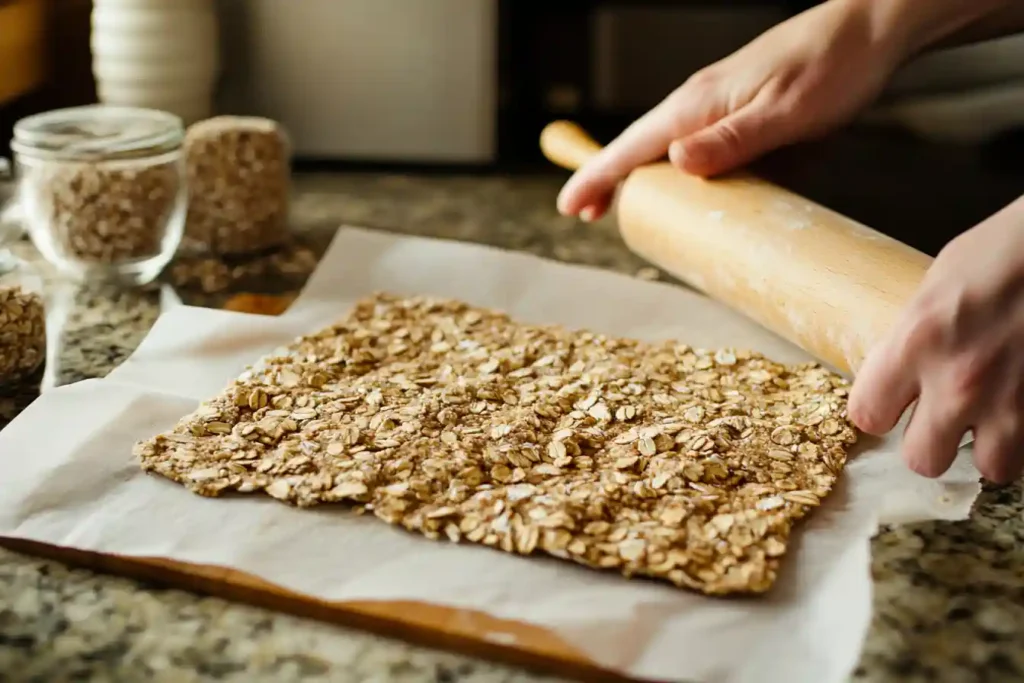 Rolling dough for seed oat crackers